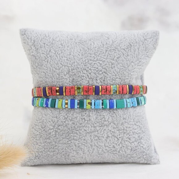 Colorful Tila Flat Beads Stretch Bracelets for Women Beaded Link Bracelet Summer - Picture 4 of 6